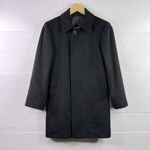 MICHAEL KORS Black Nylon Wool Overcoat Long Sleeve Button Up Jacket Size 14R‎